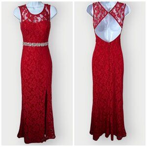 Y2K NOS City Triangle Maxi Dress | M | Red Lace | Prom HOCO Whimsigoth Vamp